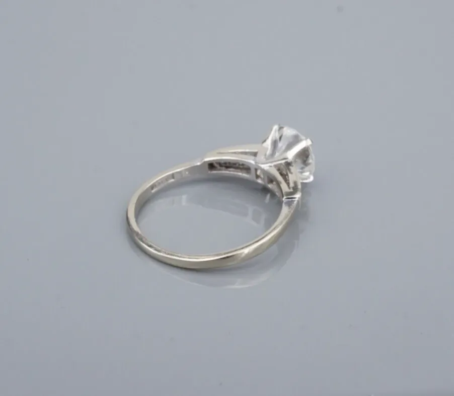 1.2ct Diamond Engagement Ring 14k White Gold Solitaire Size 7 Vintage RG4367