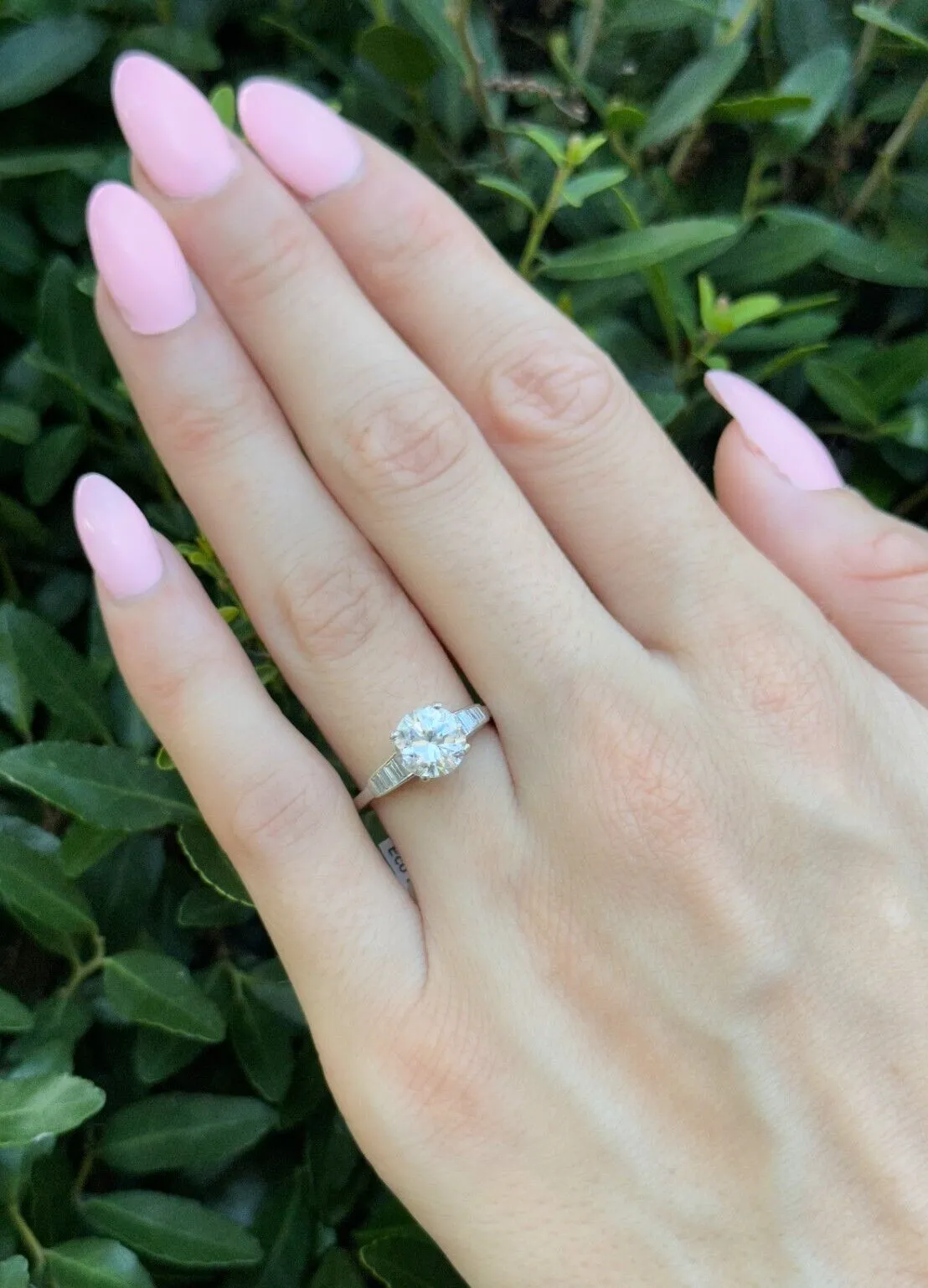 1.2ct Diamond Engagement Ring 14k White Gold Solitaire Size 7 Vintage RG4367