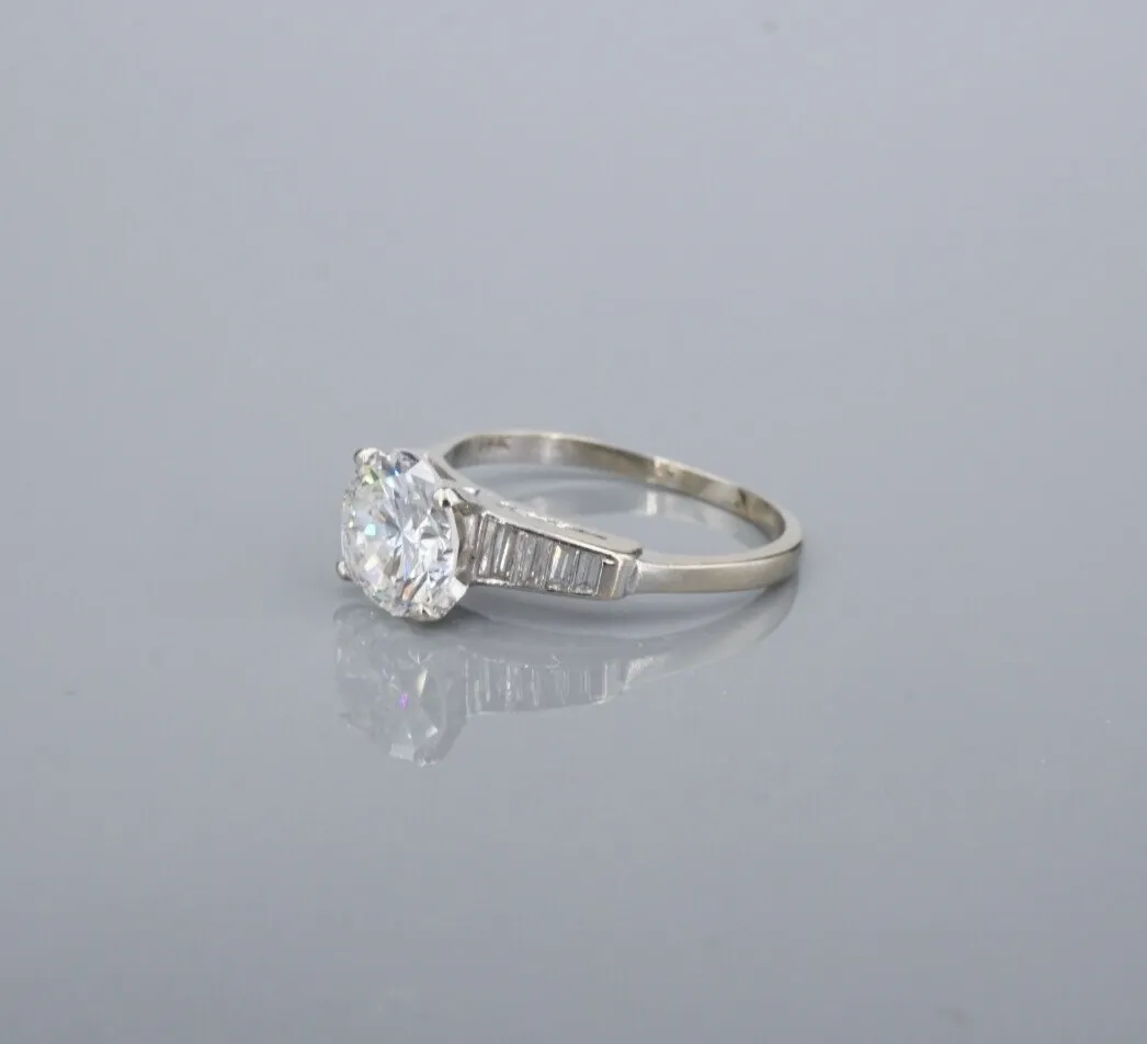 1.2ct Diamond Engagement Ring 14k White Gold Solitaire Size 7 Vintage RG4367