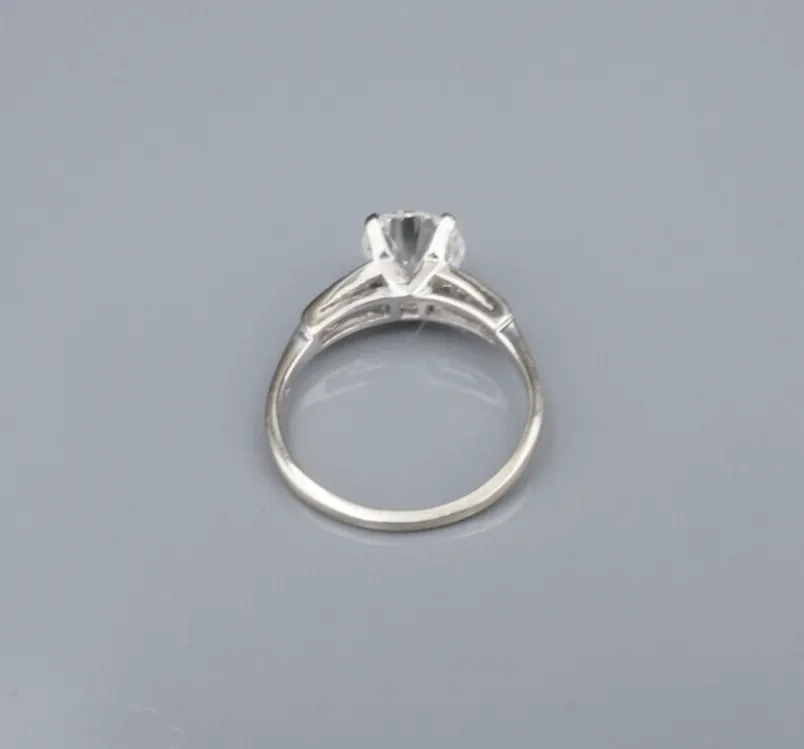 1.2ct Diamond Engagement Ring 14k White Gold Solitaire Size 7 Vintage RG4367