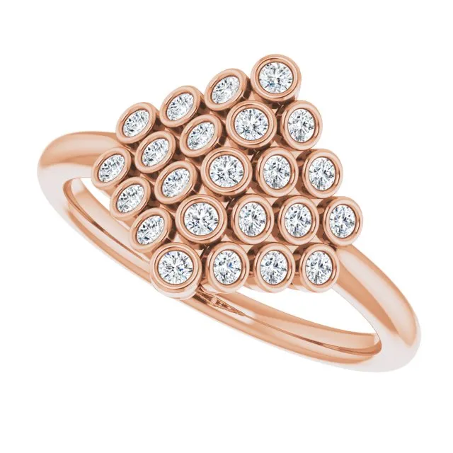 14K Gold 1/3 CTW Diamond Bezel-Set Cluster Ring
