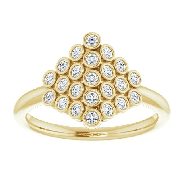 14K Gold 1/3 CTW Diamond Bezel-Set Cluster Ring