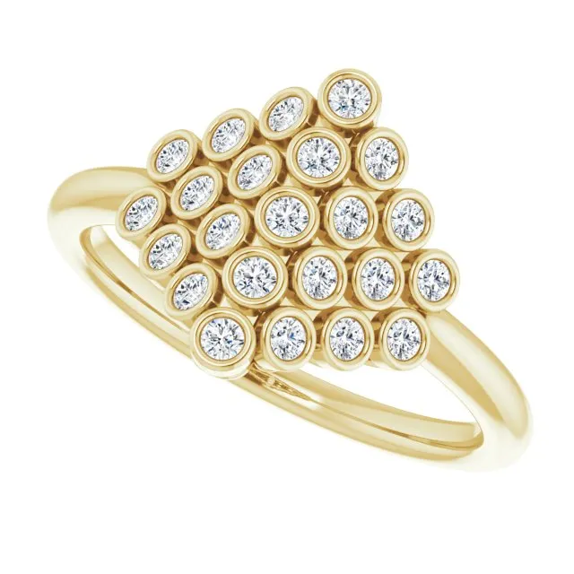 14K Gold 1/3 CTW Diamond Bezel-Set Cluster Ring