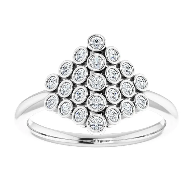 14K Gold 1/3 CTW Diamond Bezel-Set Cluster Ring