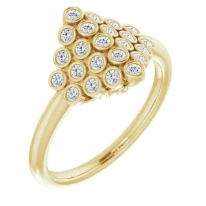 14K Gold 1/3 CTW Diamond Bezel-Set Cluster Ring