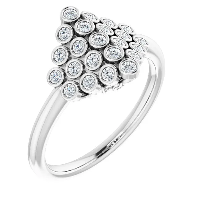 14K Gold 1/3 CTW Diamond Bezel-Set Cluster Ring