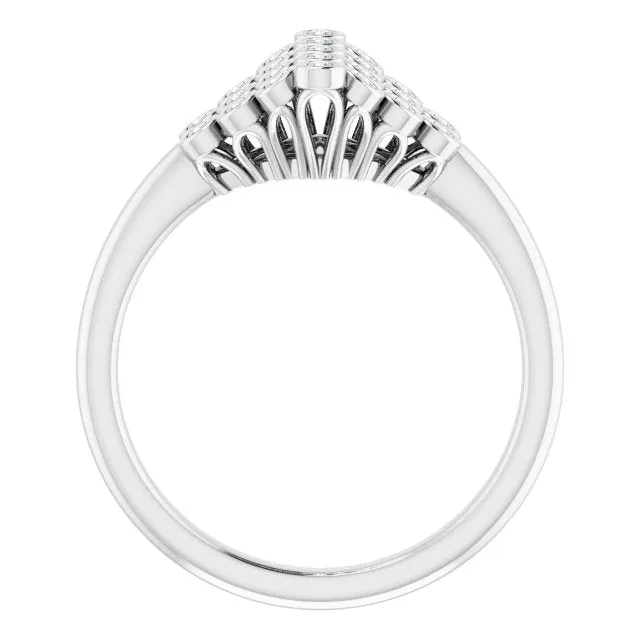 14K Gold 1/3 CTW Diamond Bezel-Set Cluster Ring