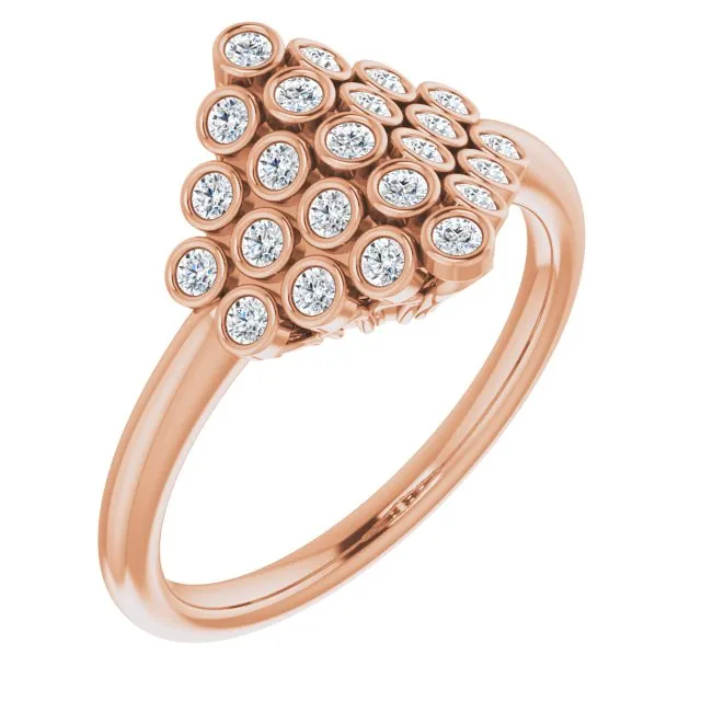 14K Gold 1/3 CTW Diamond Bezel-Set Cluster Ring