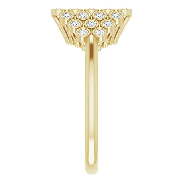 14K Gold 1/3 CTW Diamond Bezel-Set Cluster Ring