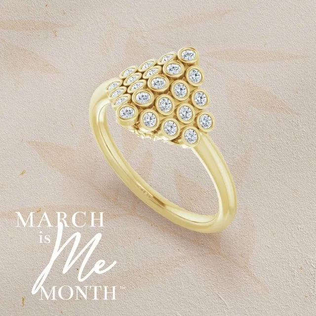 14K Gold 1/3 CTW Diamond Bezel-Set Cluster Ring