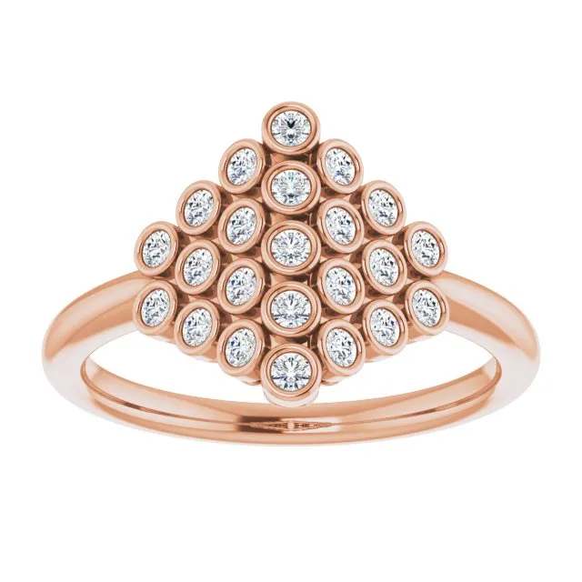 14K Gold 1/3 CTW Diamond Bezel-Set Cluster Ring