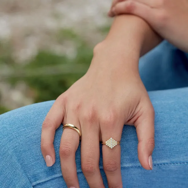 14K Gold 1/3 CTW Diamond Bezel-Set Cluster Ring