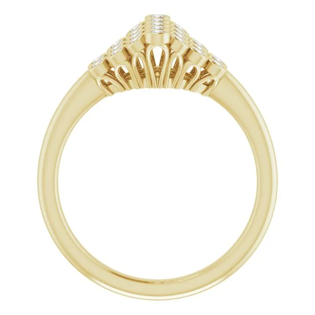 14K Gold 1/3 CTW Diamond Bezel-Set Cluster Ring