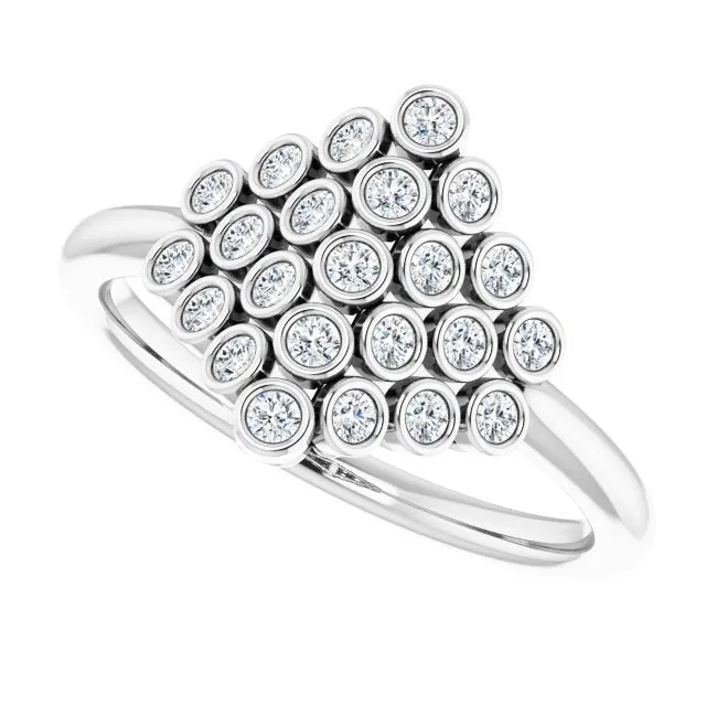 14K Gold 1/3 CTW Diamond Bezel-Set Cluster Ring