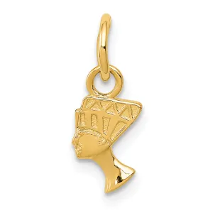 14K Gold Nefertiti Charm Pendant Solid, Flat Back, Themed Design