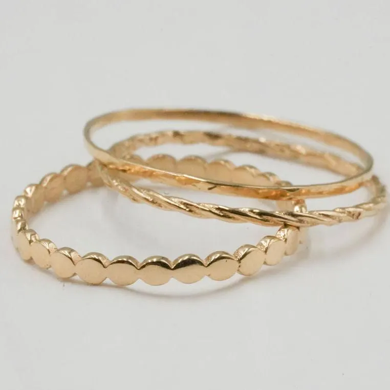 14K Golden Tides Triple Ring Set