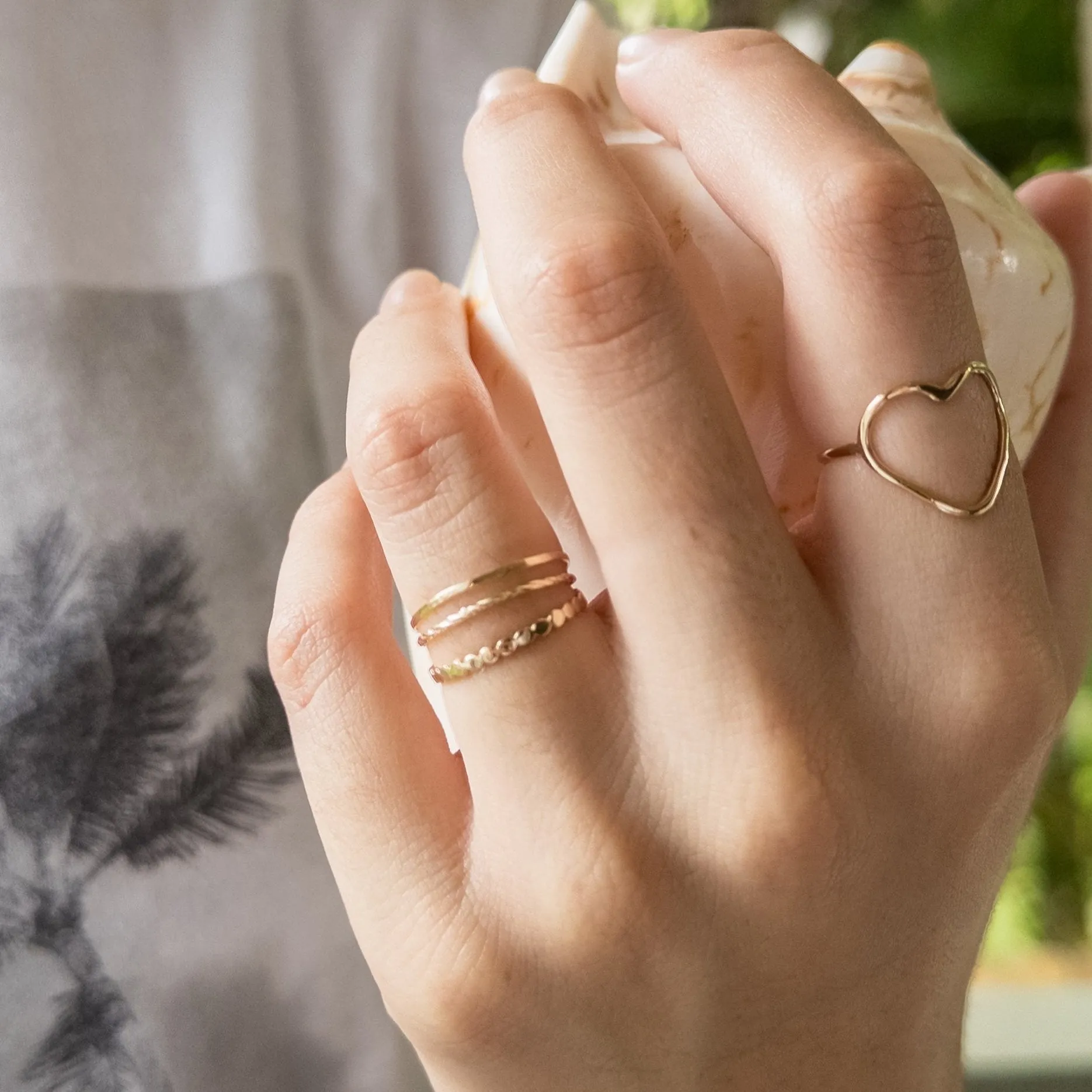 14K Golden Tides Triple Ring Set