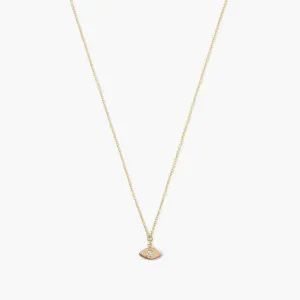 14k Yellow Gold Evil Eye Necklace with Diamond