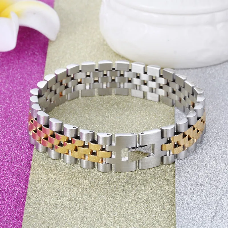 15MM Wide Chain Bracelet Men Watchband Style Adjustable Men's Bracelets