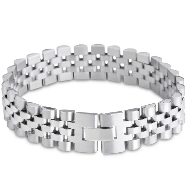 15MM Wide Chain Bracelet Men Watchband Style Adjustable Men's Bracelets