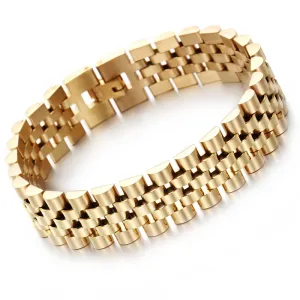 15MM Wide Chain Bracelet Men Watchband Style Adjustable Men's Bracelets