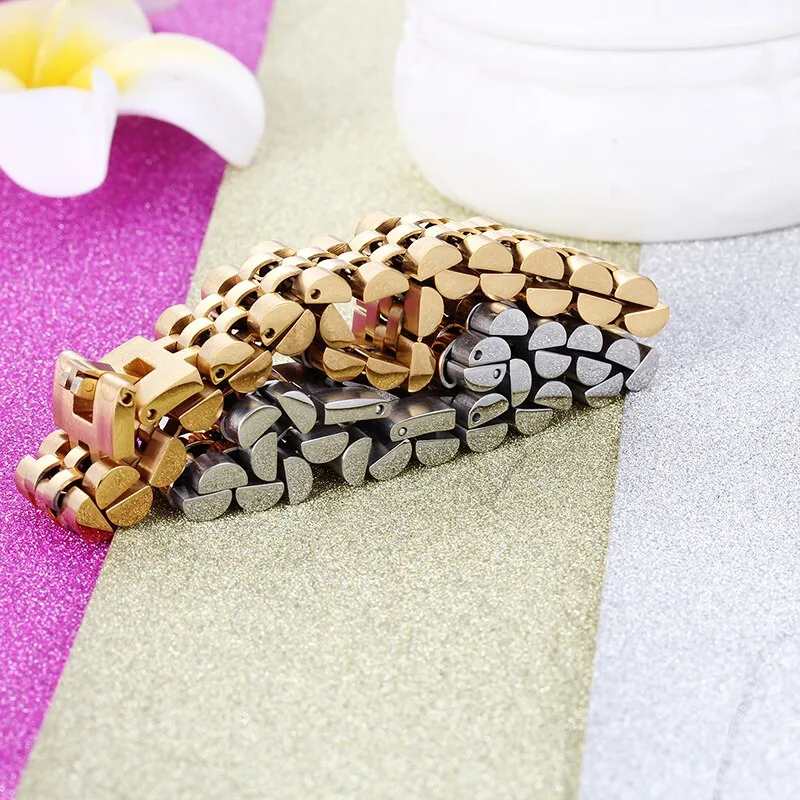 15MM Wide Chain Bracelet Men Watchband Style Adjustable Men's Bracelets