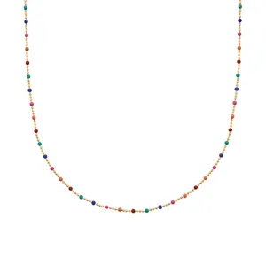 18ct Gold Plated Carnival Mixed Bead Rainbow Necklace