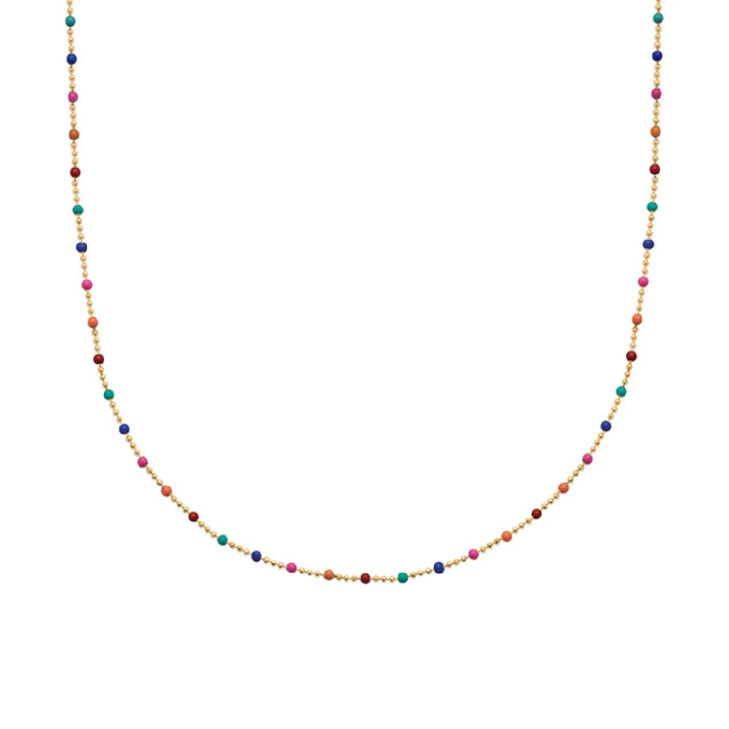 18ct Gold Plated Carnival Mixed Bead Rainbow Necklace
