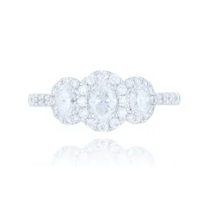 18ct White Gold 1.03ct Diamond 3 Stone Cluster Ring