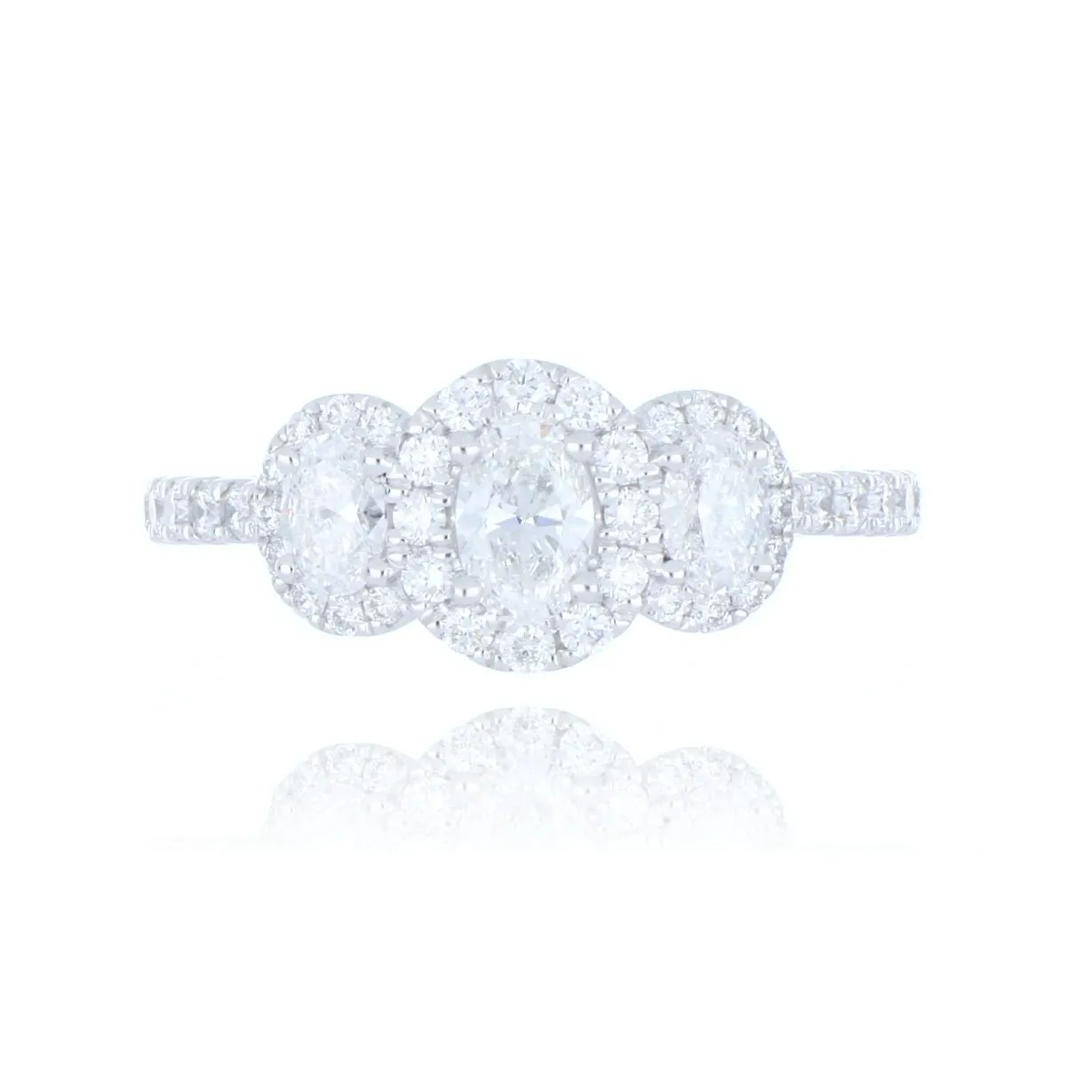 18ct White Gold 1.03ct Diamond 3 Stone Cluster Ring