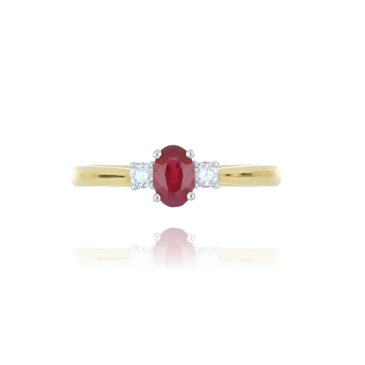 18ct Yellow Gold 0.60ct Ruby And Diamond 3 Stone Ring