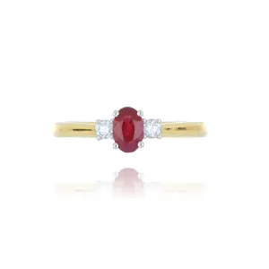 18ct Yellow Gold 0.60ct Ruby And Diamond 3 Stone Ring