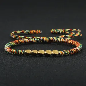 2pcs/set Handmade Woven Thread Rope Irregular Copper Beads Bracelets Women Men
