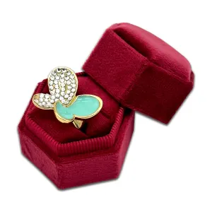 2" x 1.75" Maroon Velvet Hexagon Double Ring Box