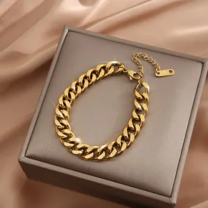 316L Stainless Steel 2021 Punk Simple Cuban Link Chain Bracelet Women