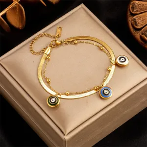 316L Stainless Steel Round Eyeball Charm Bracelet For Women