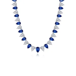 38 CTW Fancy Lab-Grown Sapphire Tennis Choker Necklace SYN029SP16