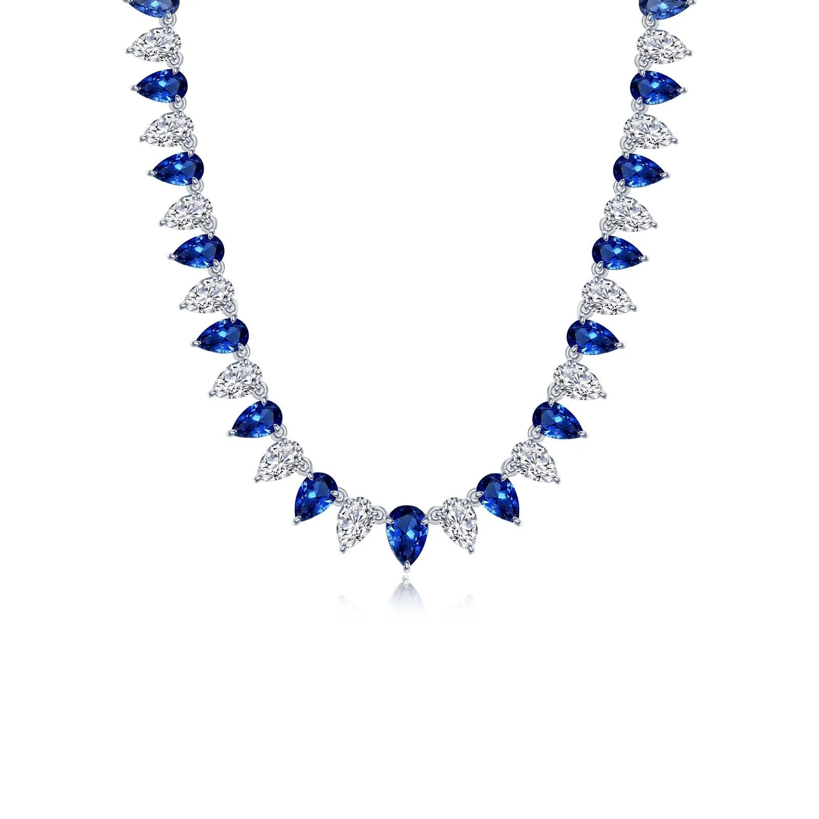 38 CTW Fancy Lab-Grown Sapphire Tennis Choker Necklace SYN029SP16