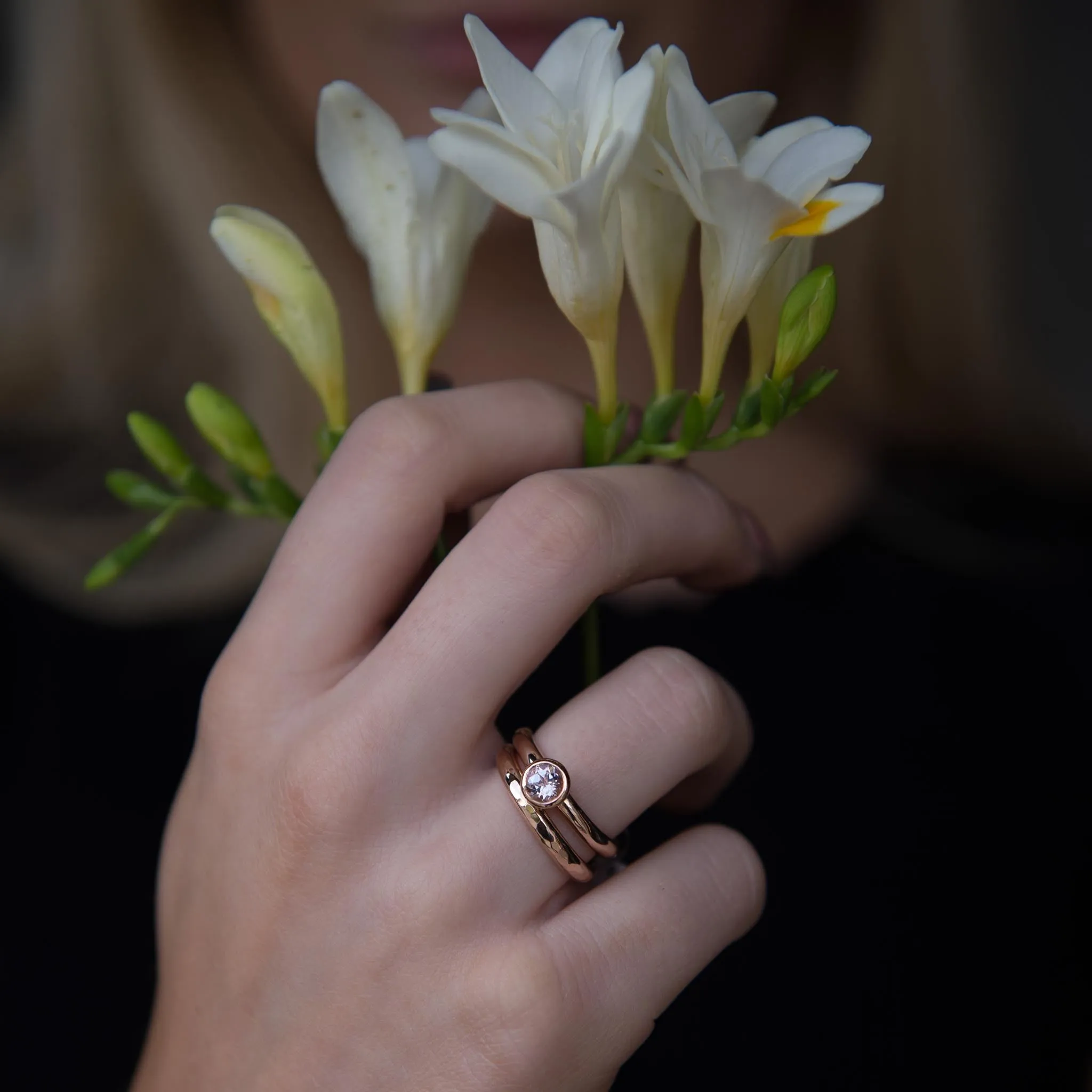 3mm Hammered 9ct Gold Wedding Ring