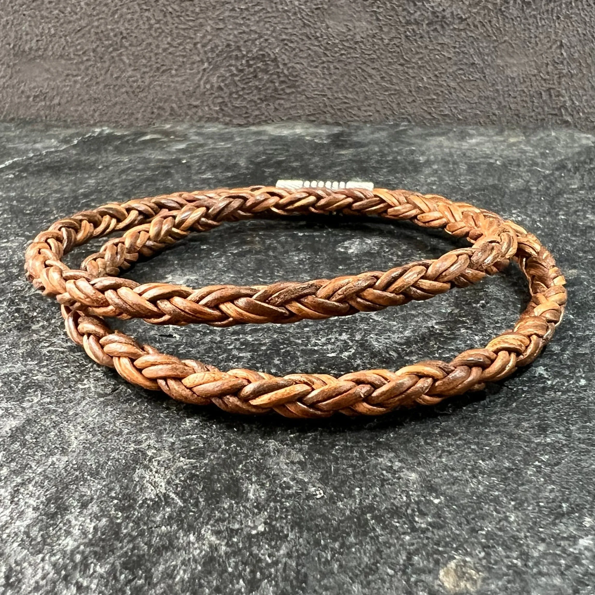 4mm Twisted rope Tan Brown Leather Bracelet.