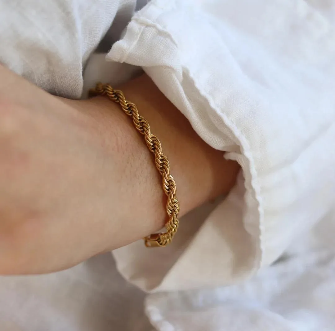 5mm Stainless Steel Twisted Rope Chain Bracelets for Women