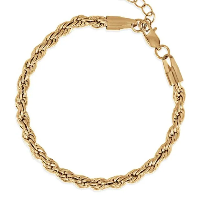 5mm Stainless Steel Twisted Rope Chain Bracelets for Women