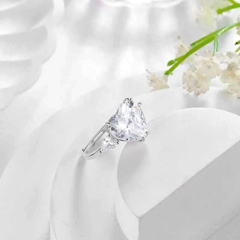 6Ct Women Heart Engagement Ring 925 Sterling Silver April Birthstone Ring Diamond Crystal Promise Wedding Bridal Jewelry Girls Gifts