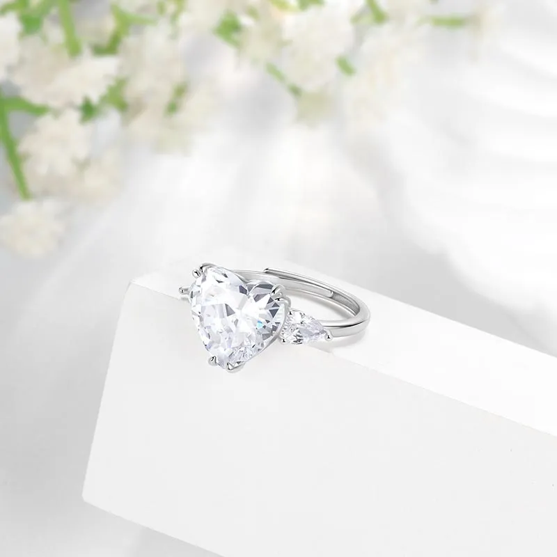 6Ct Women Heart Engagement Ring 925 Sterling Silver April Birthstone Ring Diamond Crystal Promise Wedding Bridal Jewelry Girls Gifts