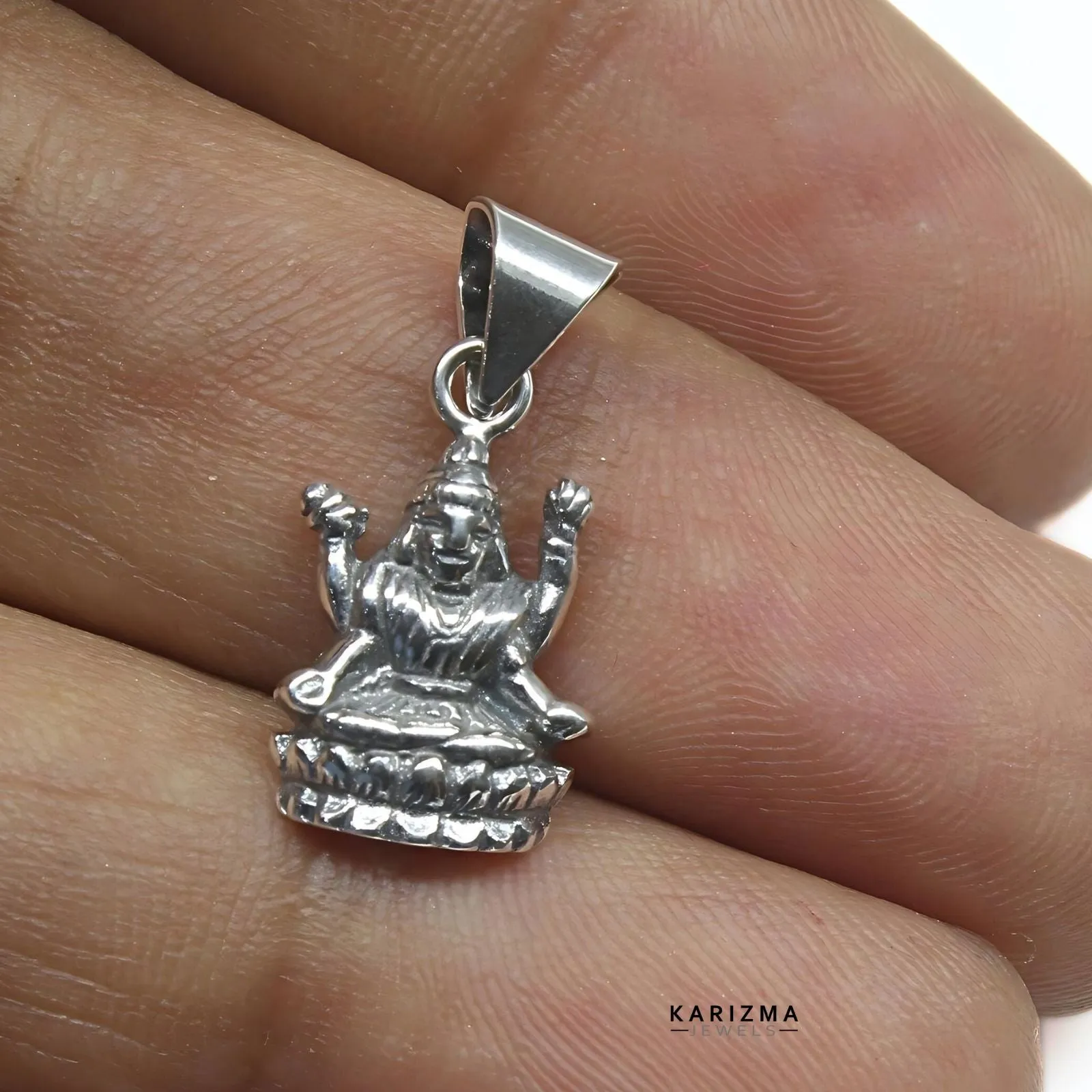 925 Sterling Silver amazing vintage style Goddess Mata Laxmi Pendant