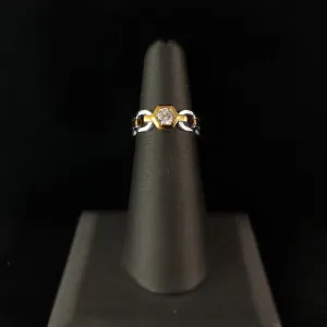 925 Sterling Silver and 18 Carat Gold Plated Ring with CZ Crystal Stone - Elle Jewelry