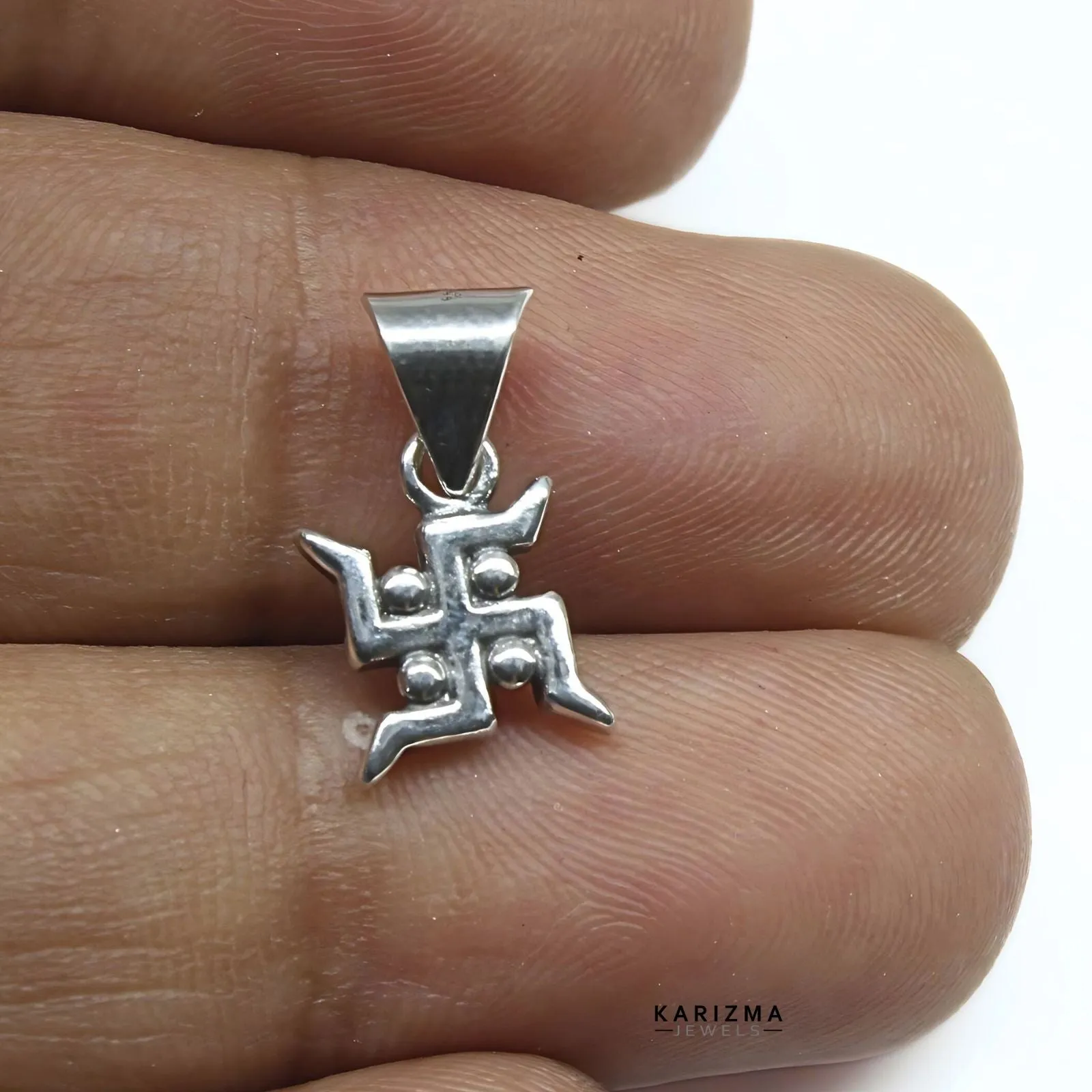 925 Sterling Silver fabulous handmade Oxidized Swastik Pendant