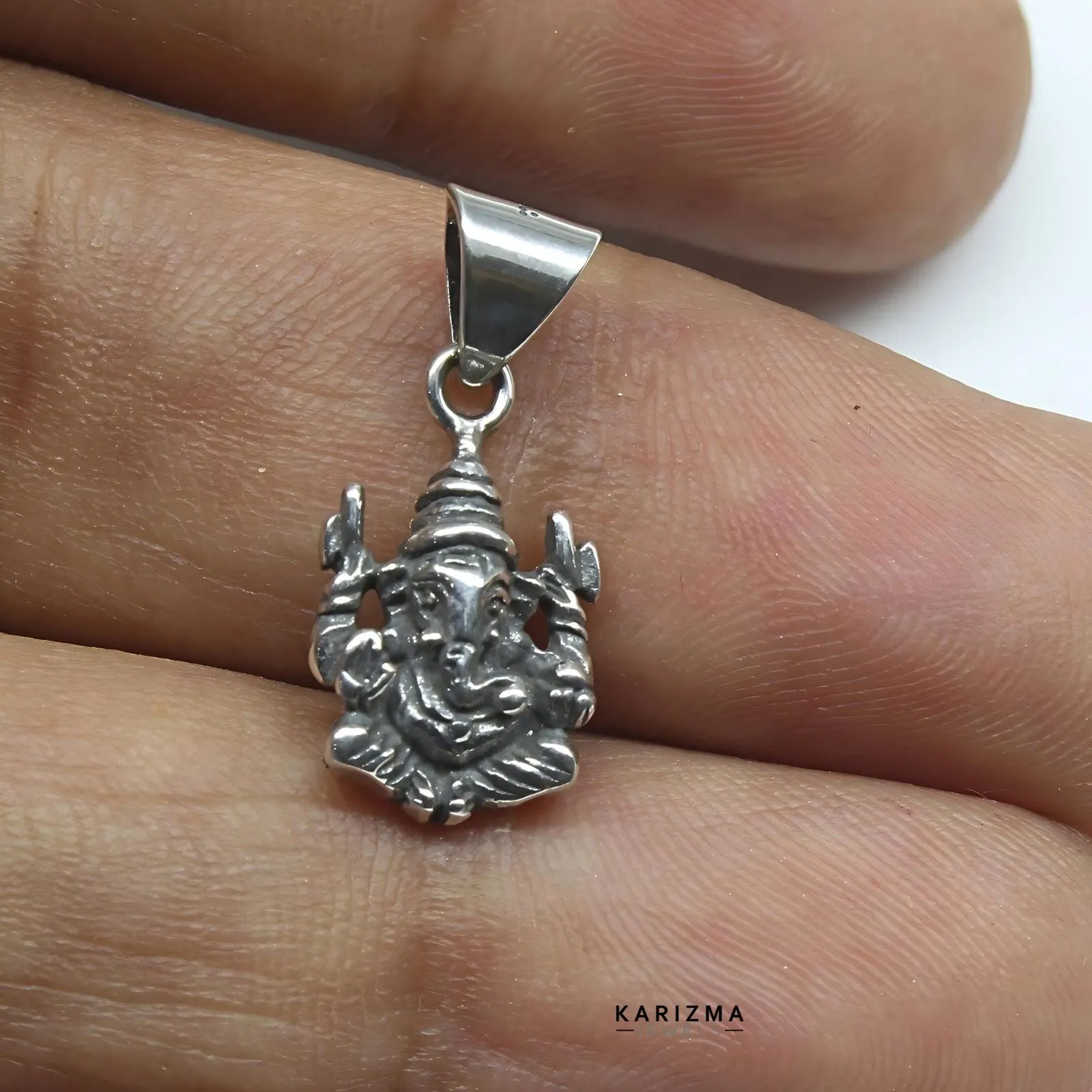 925 Sterling Silver handmade Lord GANESH Idol Oxidized Pendant