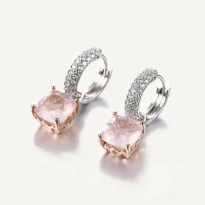 925 Sterling Silver Natural Rose Quartz Earrings