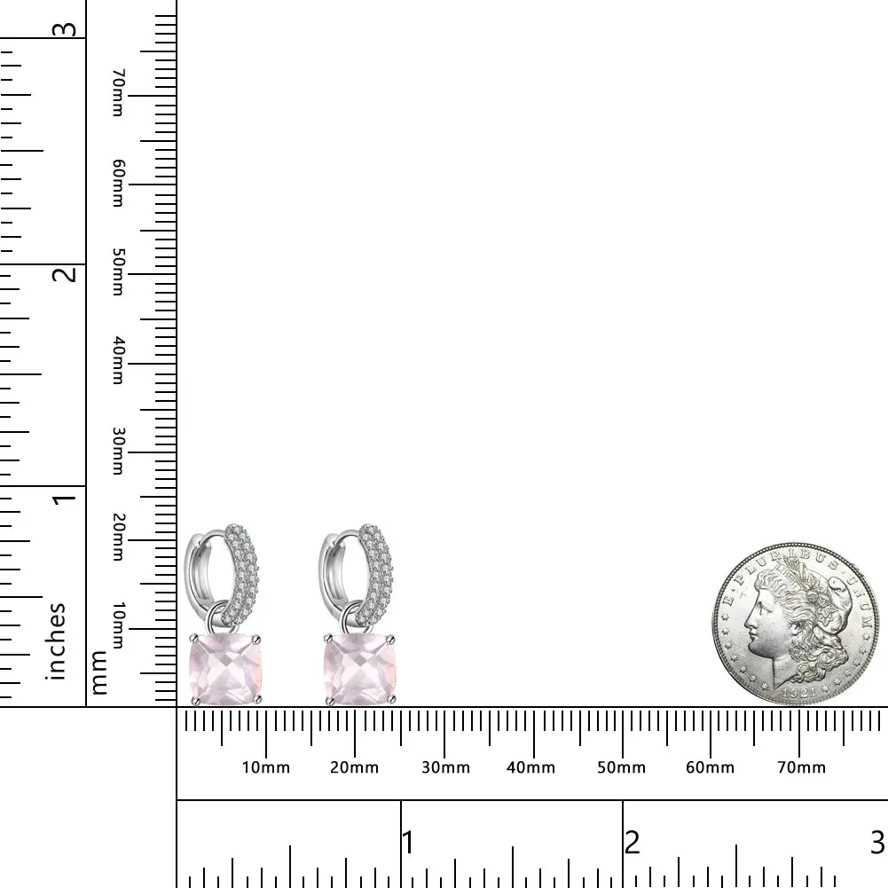 925 Sterling Silver Natural Rose Quartz Earrings